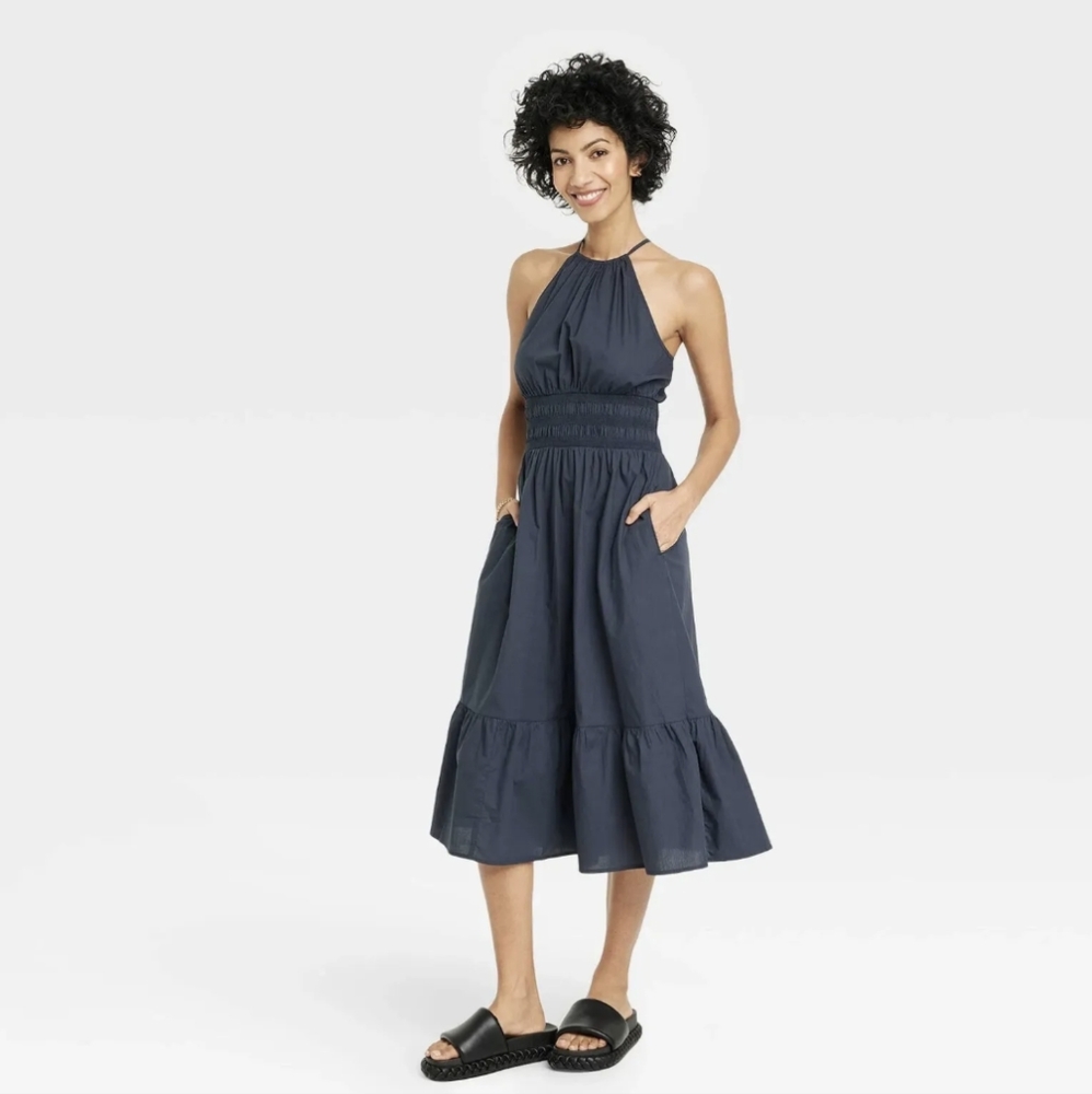 100% cotton A New Day sundress Navy Blue with pockets.